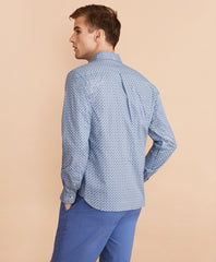Brooks Brothers Men Indigo Red Fleece Print Shirt