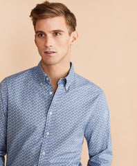 Brooks Brothers Men Indigo Red Fleece Print Shirt