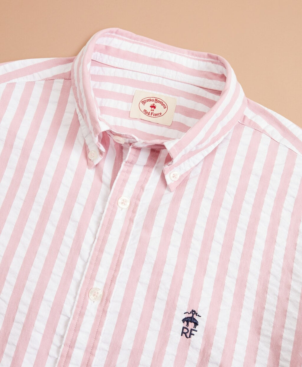 Brooks Brothers Men Broad Striped Seersucker Short-Sleeve Shirt
