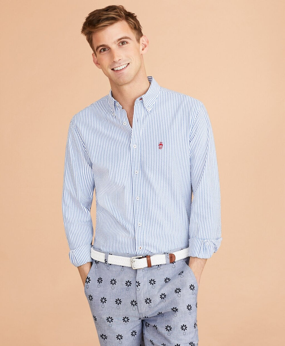 Brooks Brothers Men Striped Seersucker Shirt