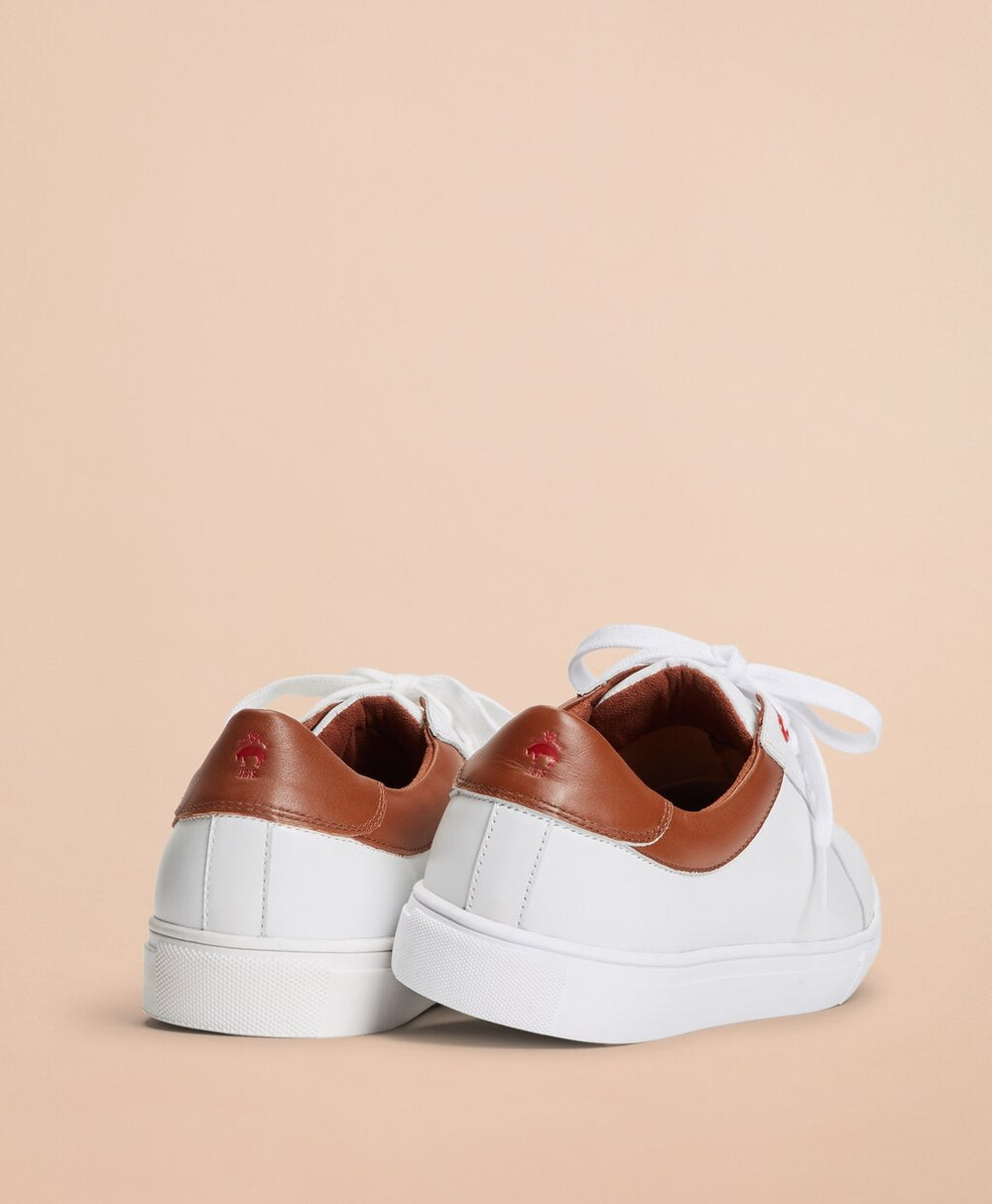 Brooks Brothers Men White Contrast Leather Sneakers