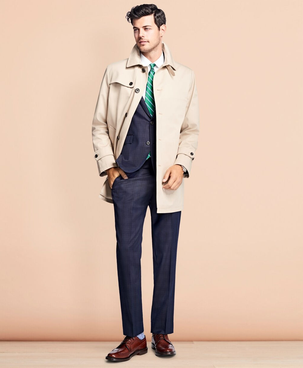 Brooks Brothers Men Water-Resistant Single-Breasted Trench Coat