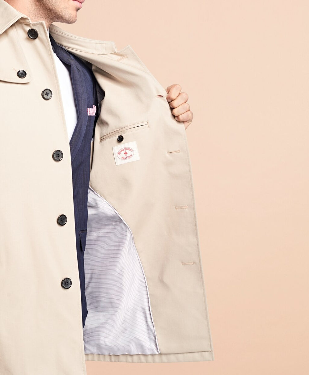 Brooks Brothers Men Water-Resistant Single-Breasted Trench Coat