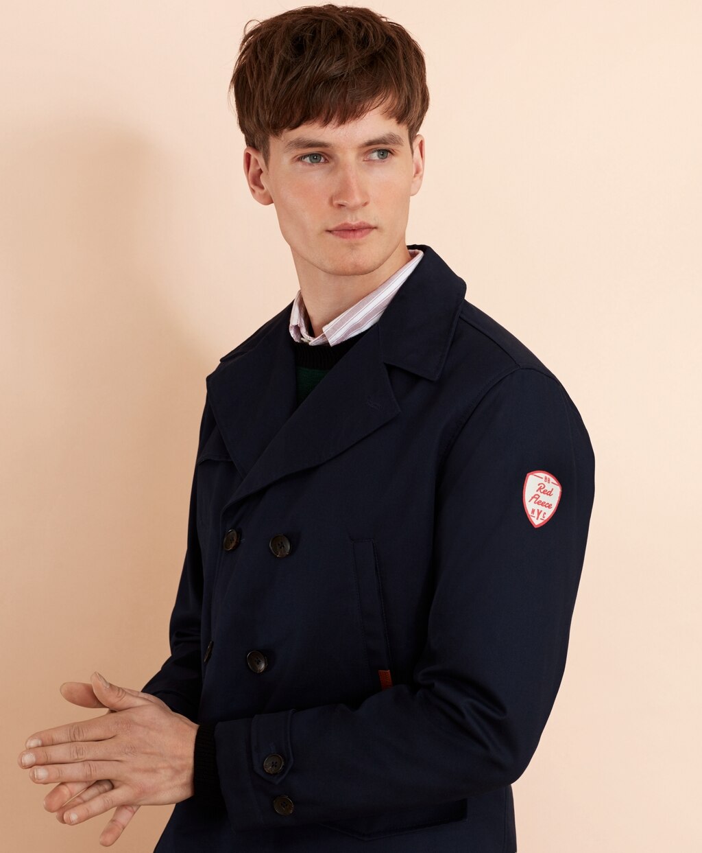 Brooks Brothers Men Lightweight Cotton Twill Peacoat