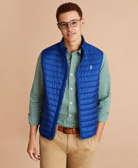 Brooks Brothers Men Water-Resistant Red Fleece Puffer Vest