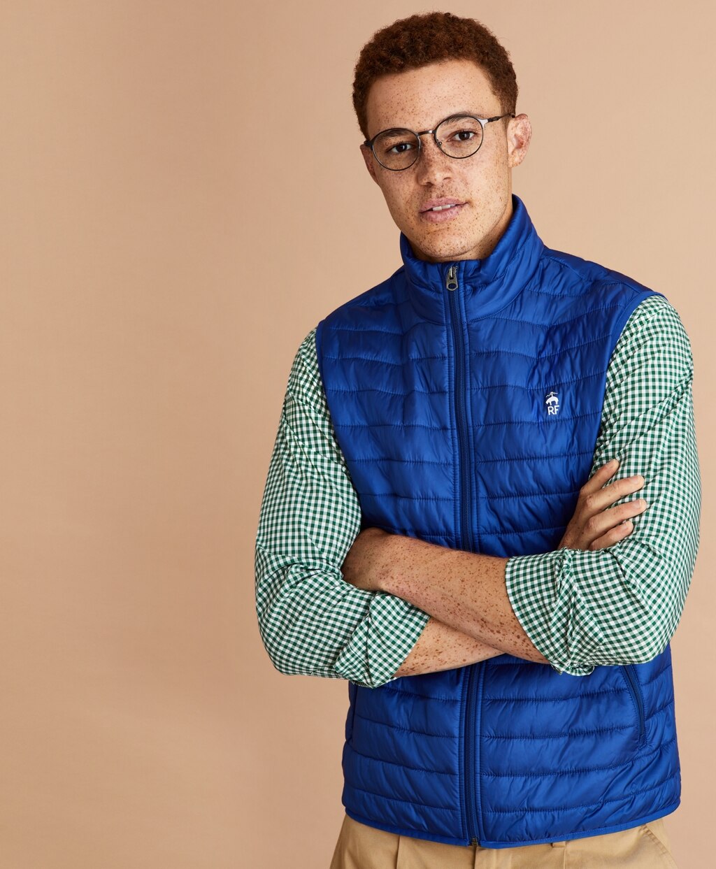 Brooks Brothers Men Water-Resistant Red Fleece Puffer Vest
