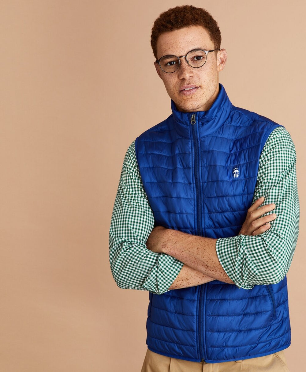 Brooks Brothers Men Water-Resistant Red Fleece Puffer Vest
