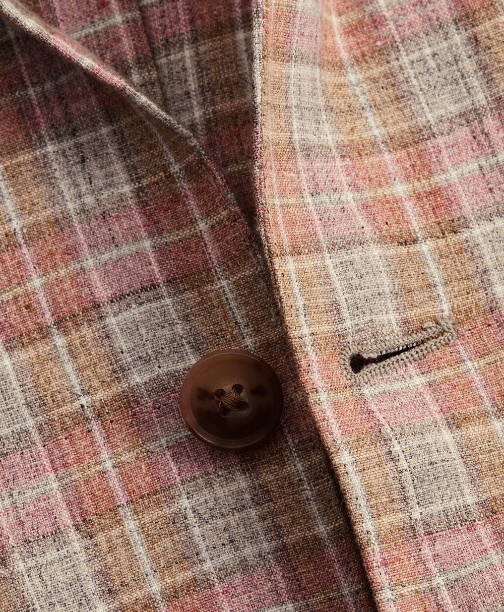 Brooks Brothers Men Plaid Linen Sport Coat