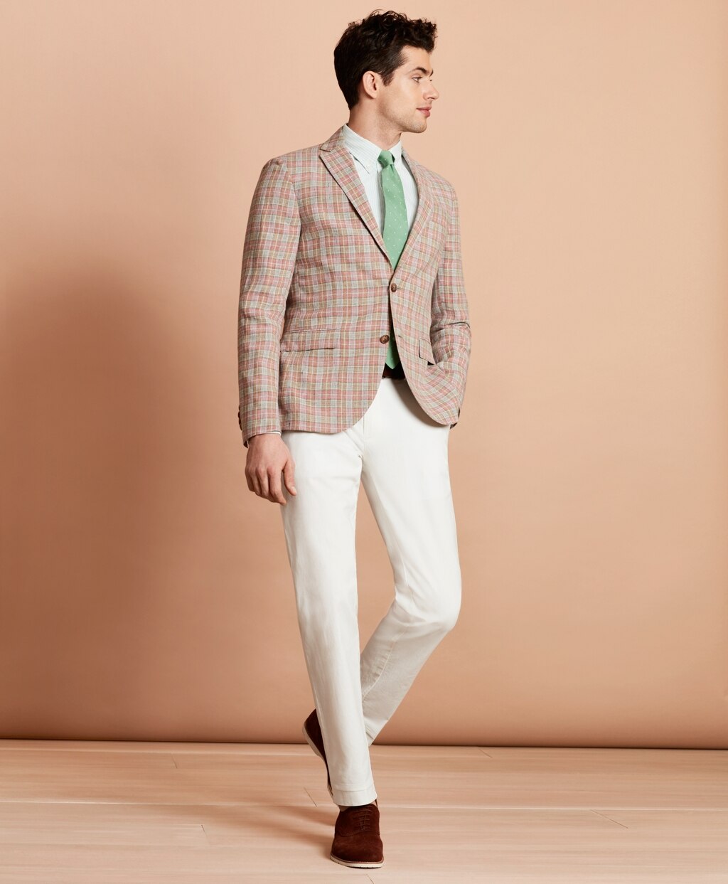 Brooks Brothers Men Plaid Linen Sport Coat
