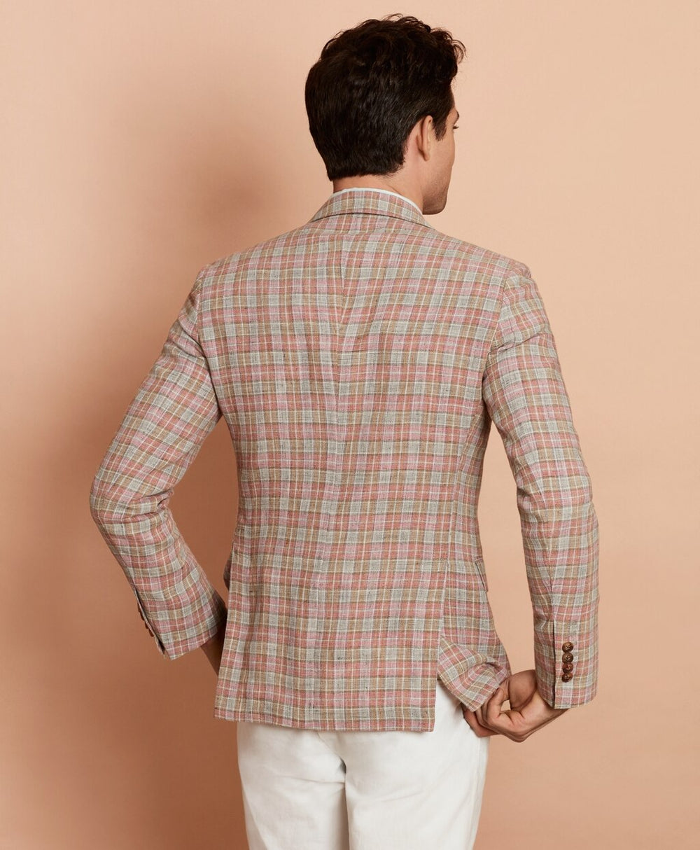 Brooks Brothers Men Plaid Linen Sport Coat