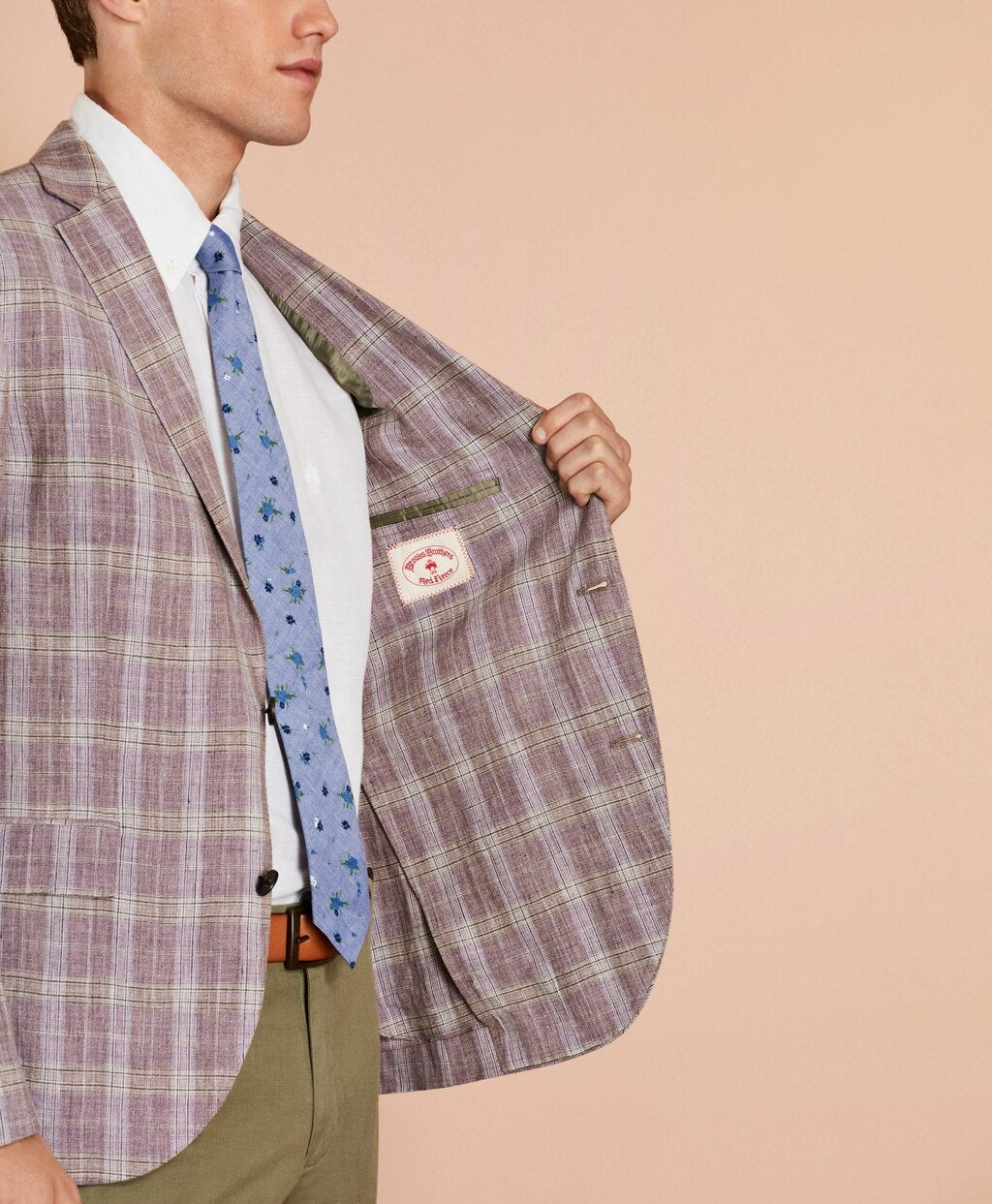 Brooks Brothers Men Plaid Linen Sport Coat