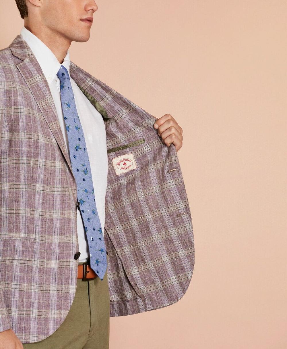 Brooks Brothers Men Plaid Linen Sport Coat
