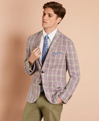Brooks Brothers Men Plaid Linen Sport Coat