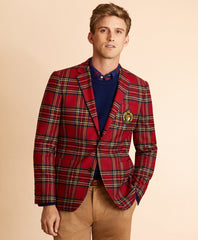 Brooks Brothers Men Wool-Blend Royal Stewart Tartan Sport Coat