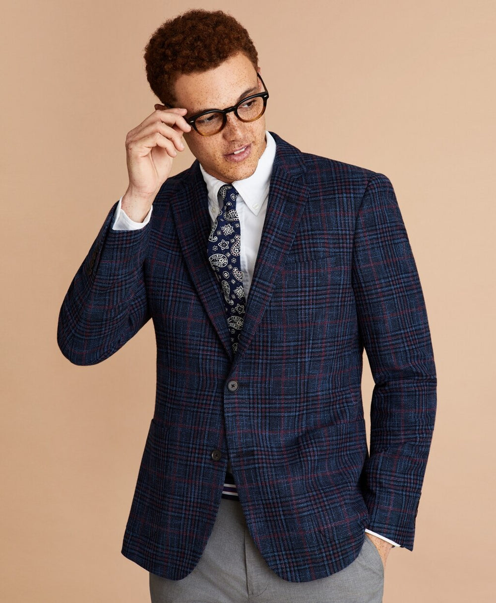 Brooks Brothers Men Wool-Blend Plaid Sport Coat