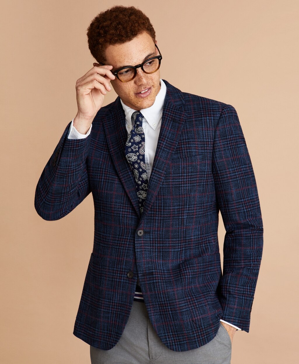 Brooks Brothers Men Wool-Blend Plaid Sport Coat
