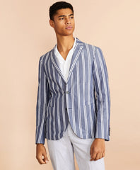 Brooks Brothers Men Striped Cotton Chambray Sport Coat