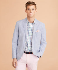 Brooks Brothers Men Striped Seersucker Sport Coat