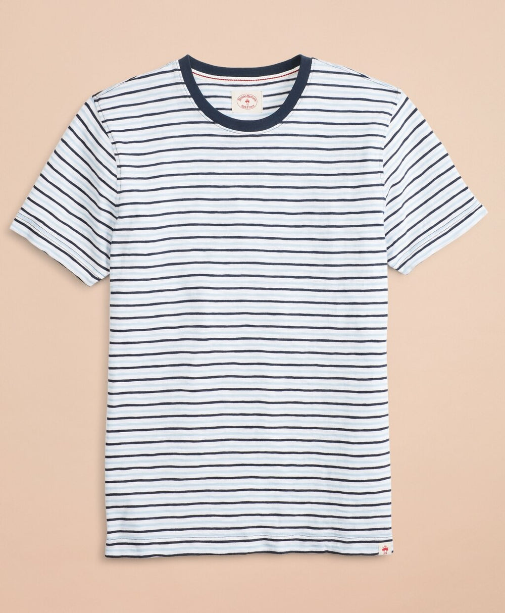 Brooks Brothers Men Alternating-Stripe Slub Cotton Jersey T-Shirt