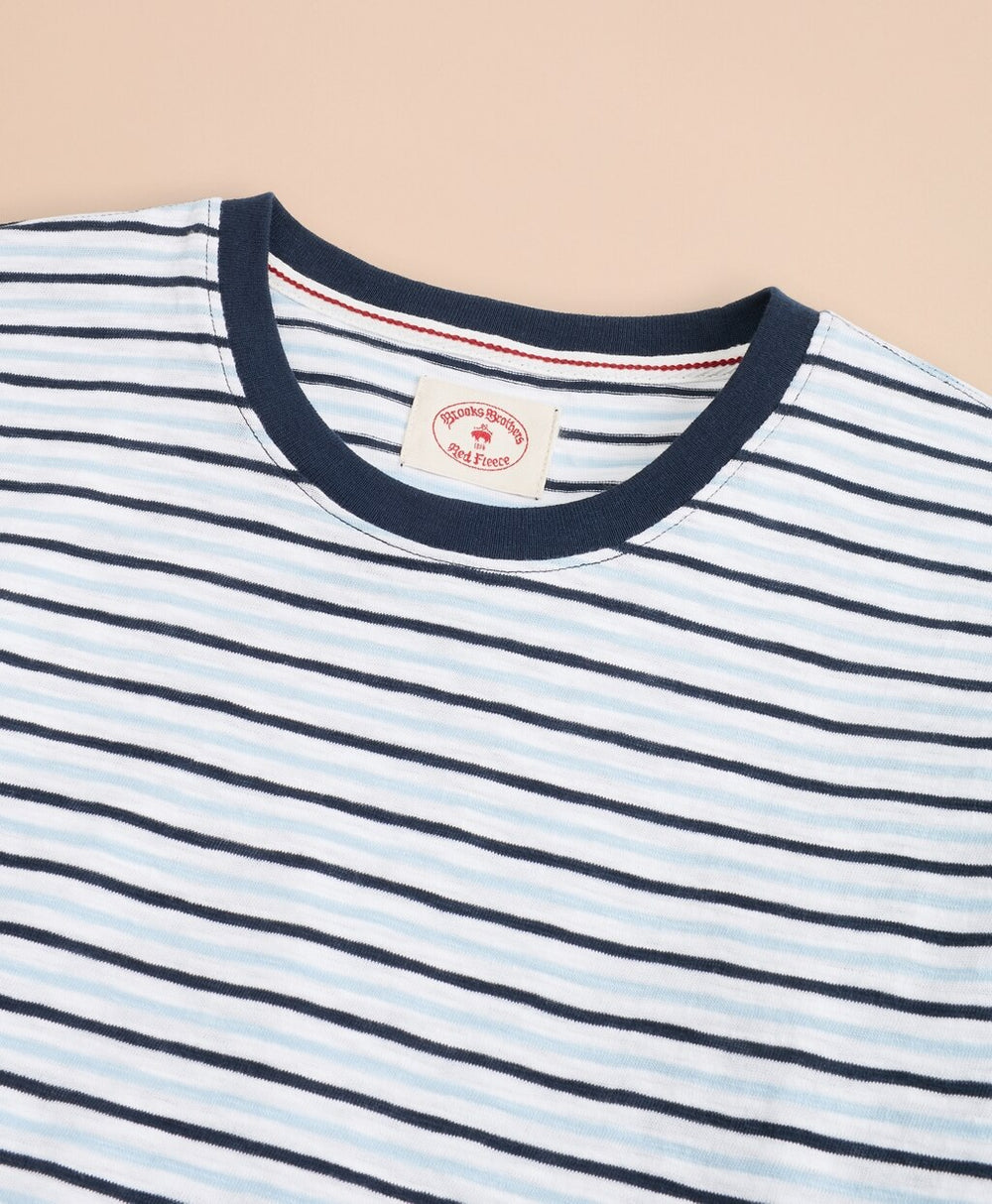 Brooks Brothers Men Alternating-Stripe Slub Cotton Jersey T-Shirt