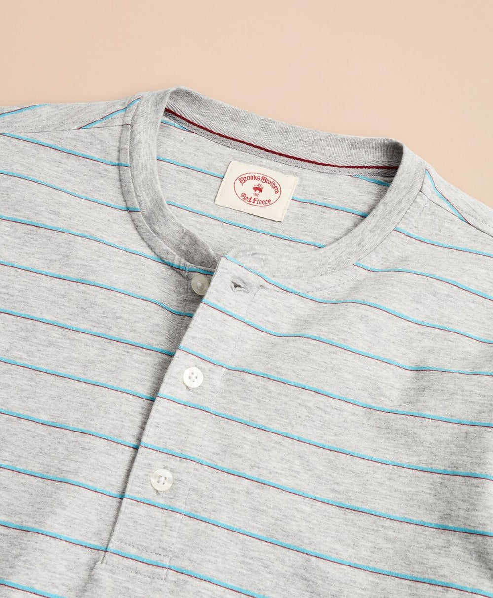 Brooks Brothers Men Striped Cotton Jersey Short-Sleeve Henley