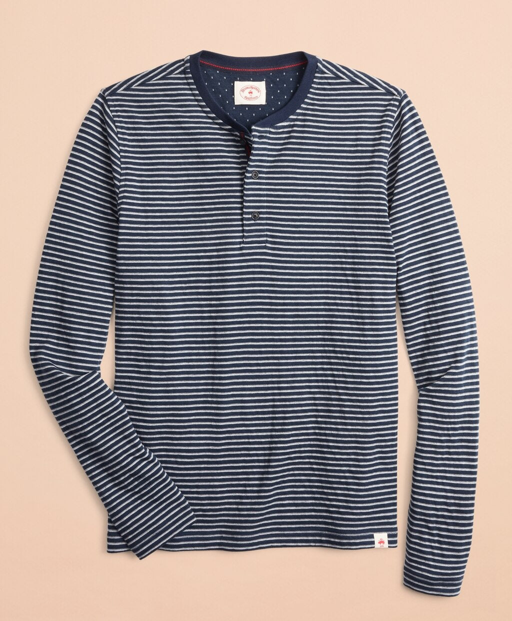 Brooks Brothers Men Striped Double-Knit Long-Sleeve Henley