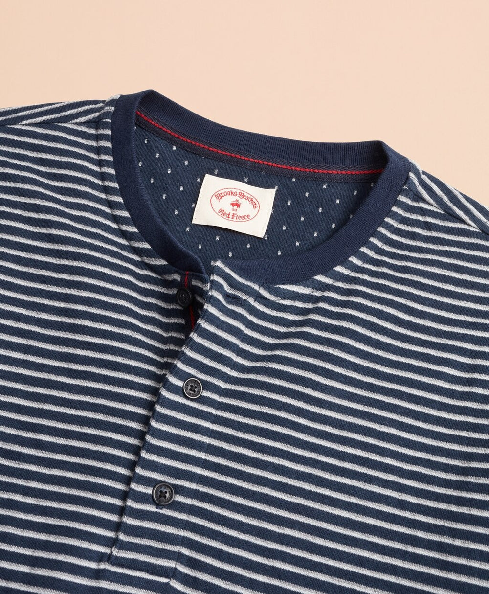 Brooks Brothers Men Striped Double-Knit Long-Sleeve Henley
