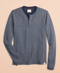 Brooks Brothers Men Striped Double-Knit Long-Sleeve Henley