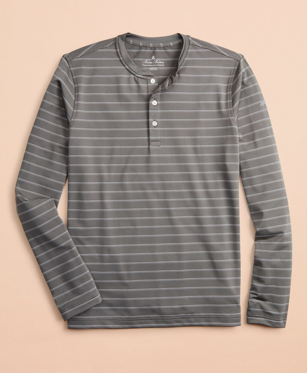 Brooks Brothers Men Performance Series Striped Long-Sleeve Henley
