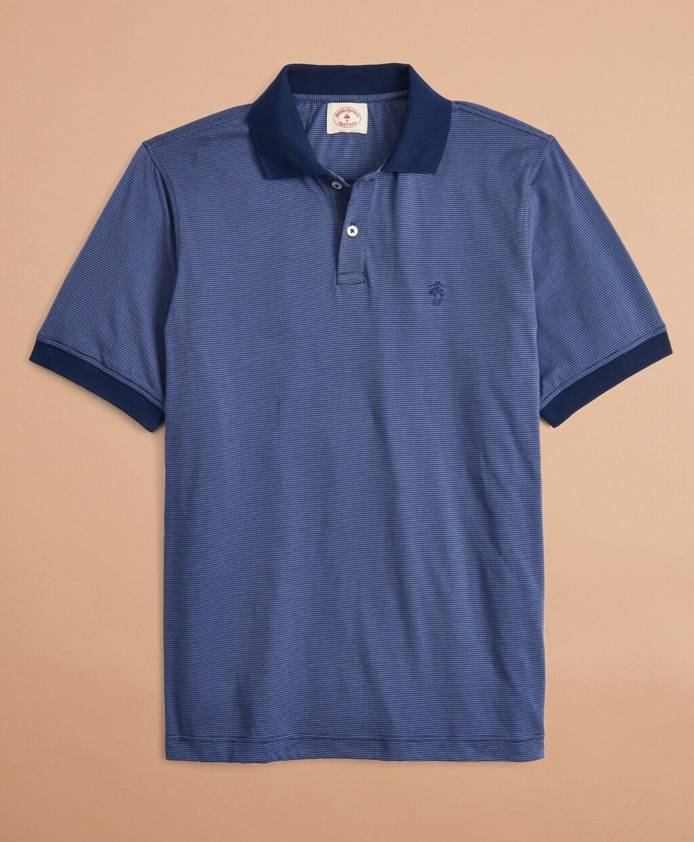 Brooks Brothers Men Cotton Jersey Mini-Stripe Polo Shirt