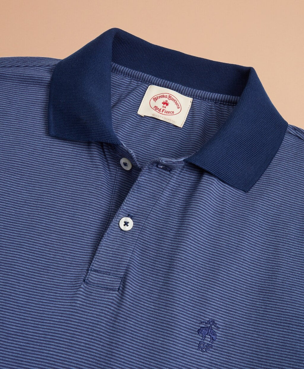 Brooks Brothers Men Cotton Jersey Mini-Stripe Polo Shirt
