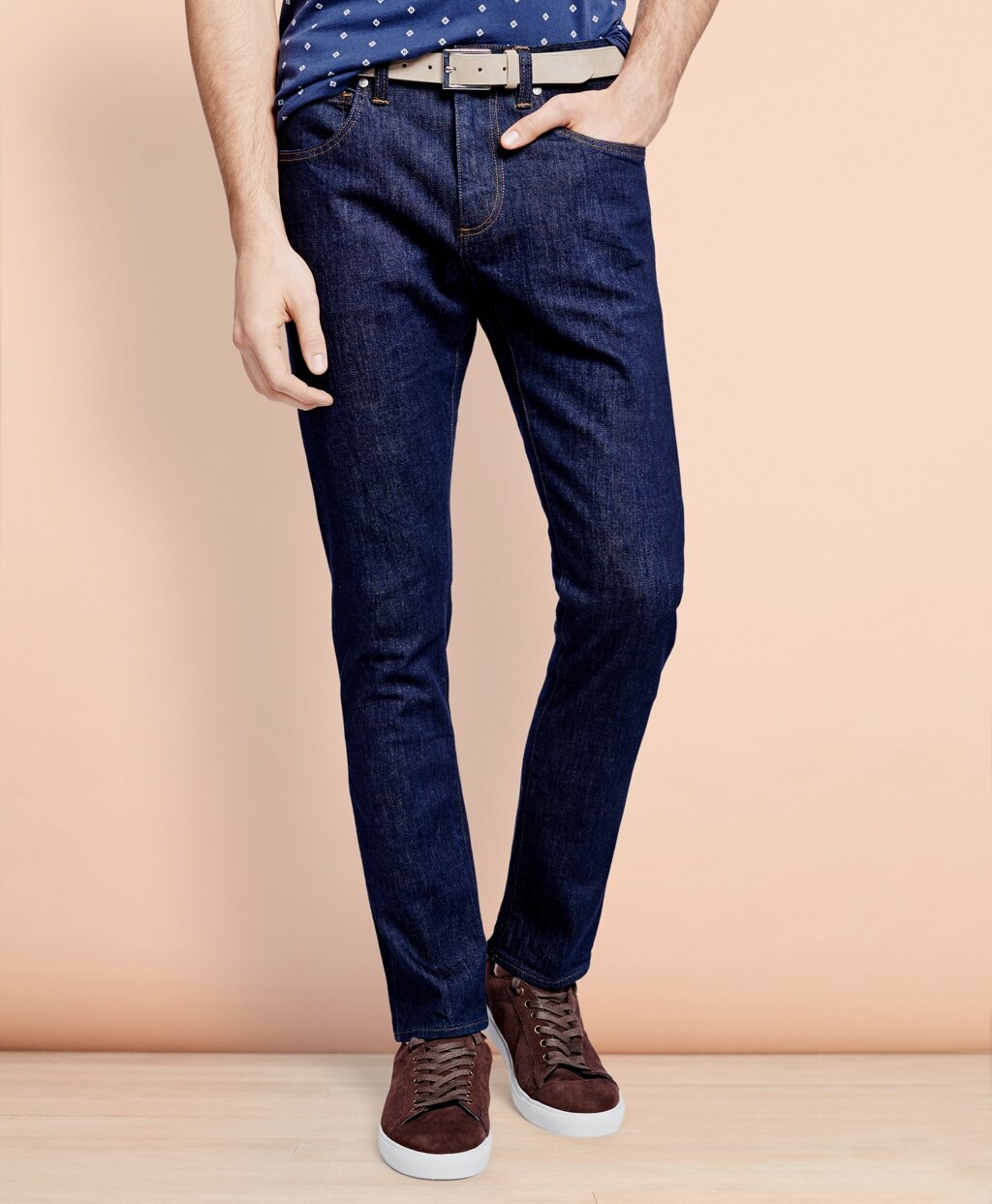 Brooks Brothers Men 116 Slim Stretch Jeans in Indigo Denim