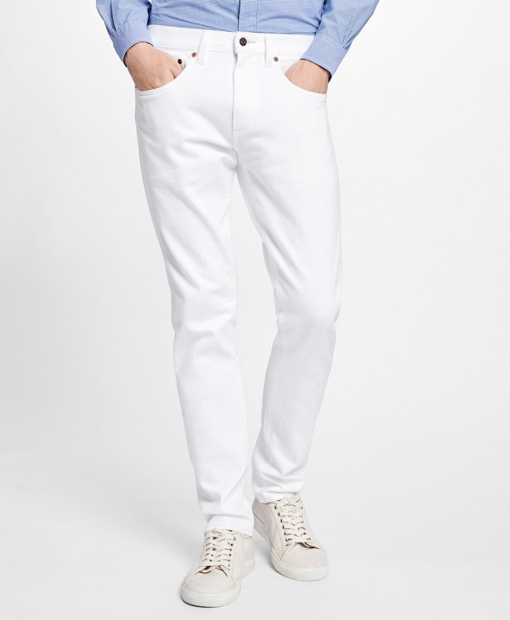 Brooks Brothers Men 116 Slim Fit White Denim Jeans