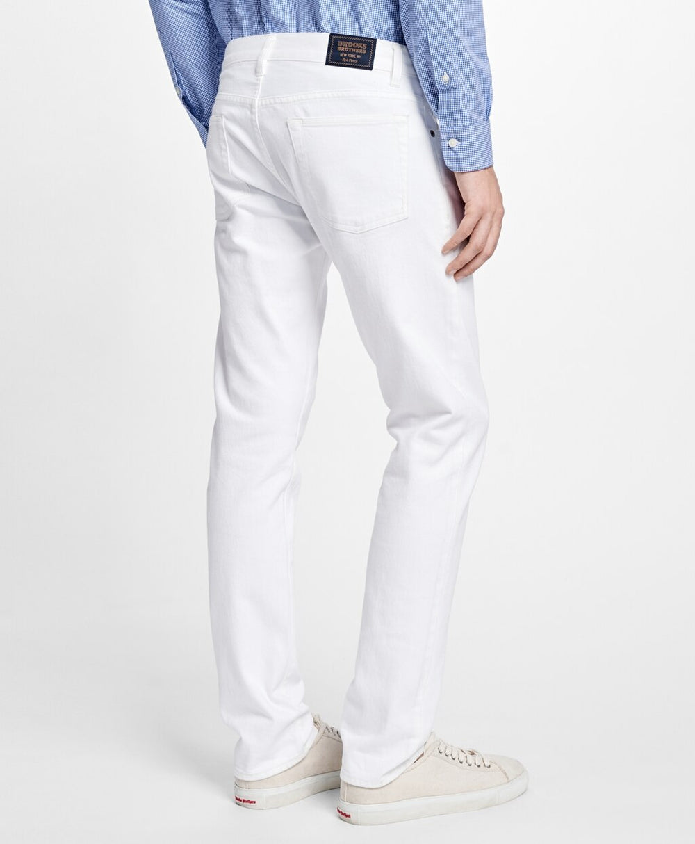 Brooks Brothers Men 116 Slim Fit White Denim Jeans