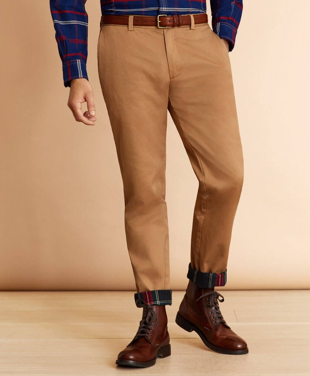 Brooks Brothers Men Flannel-Lined Chinos