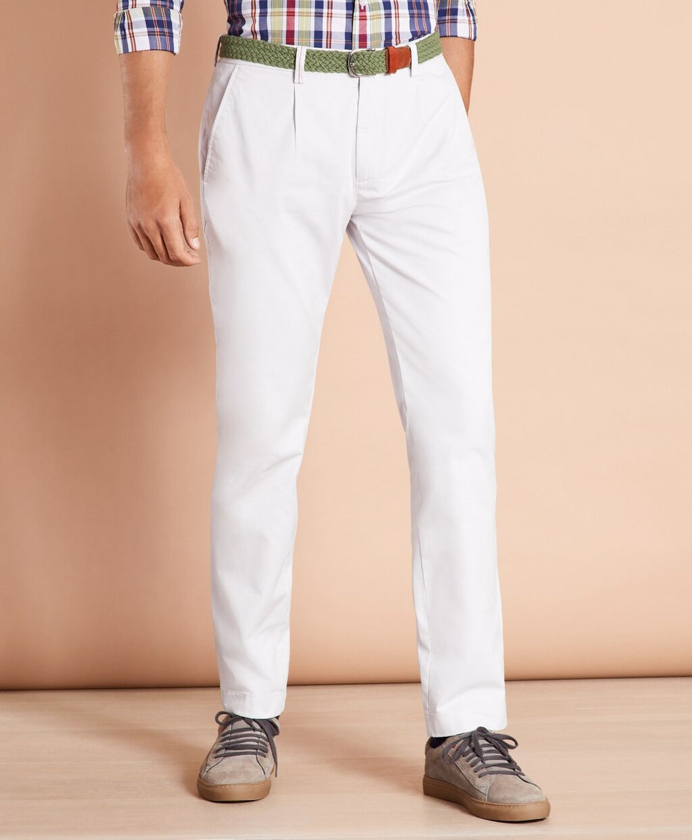 Brooks Brothers Men Pleat-Front Twill Chinos
