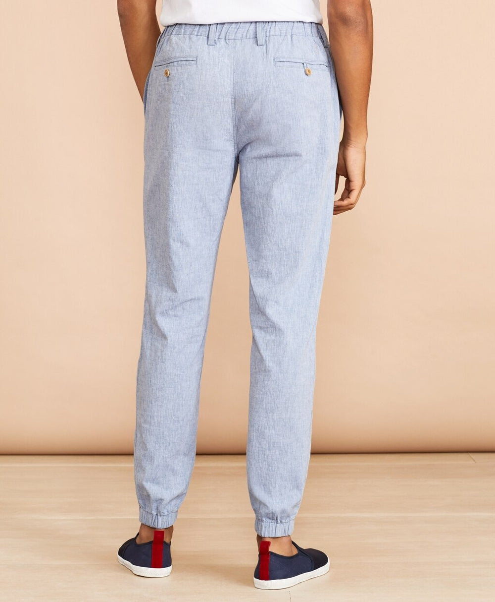 Brooks Brothers Men Cotton-Linen Chambray Joggers