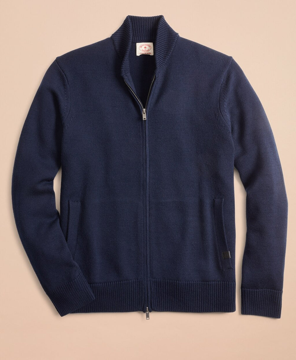 Brooks Brothers Men Merino Wool Zip-Up Sweater