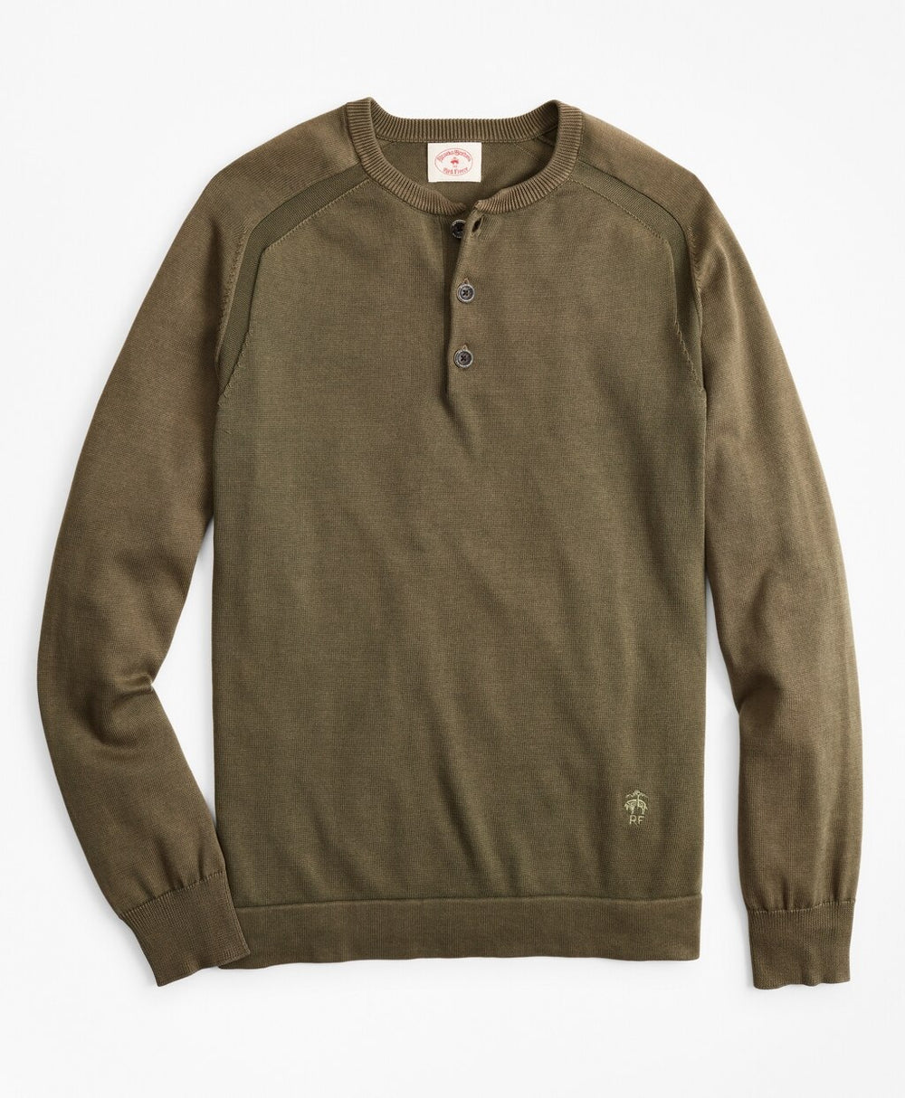 Brooks Brothers Men Acid Wash Henley Sweater