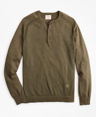 Brooks Brothers Men Acid Wash Henley Sweater