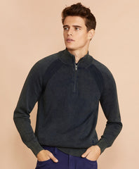 Brooks Brothers Men Acid Wash Half-Zip Sweater