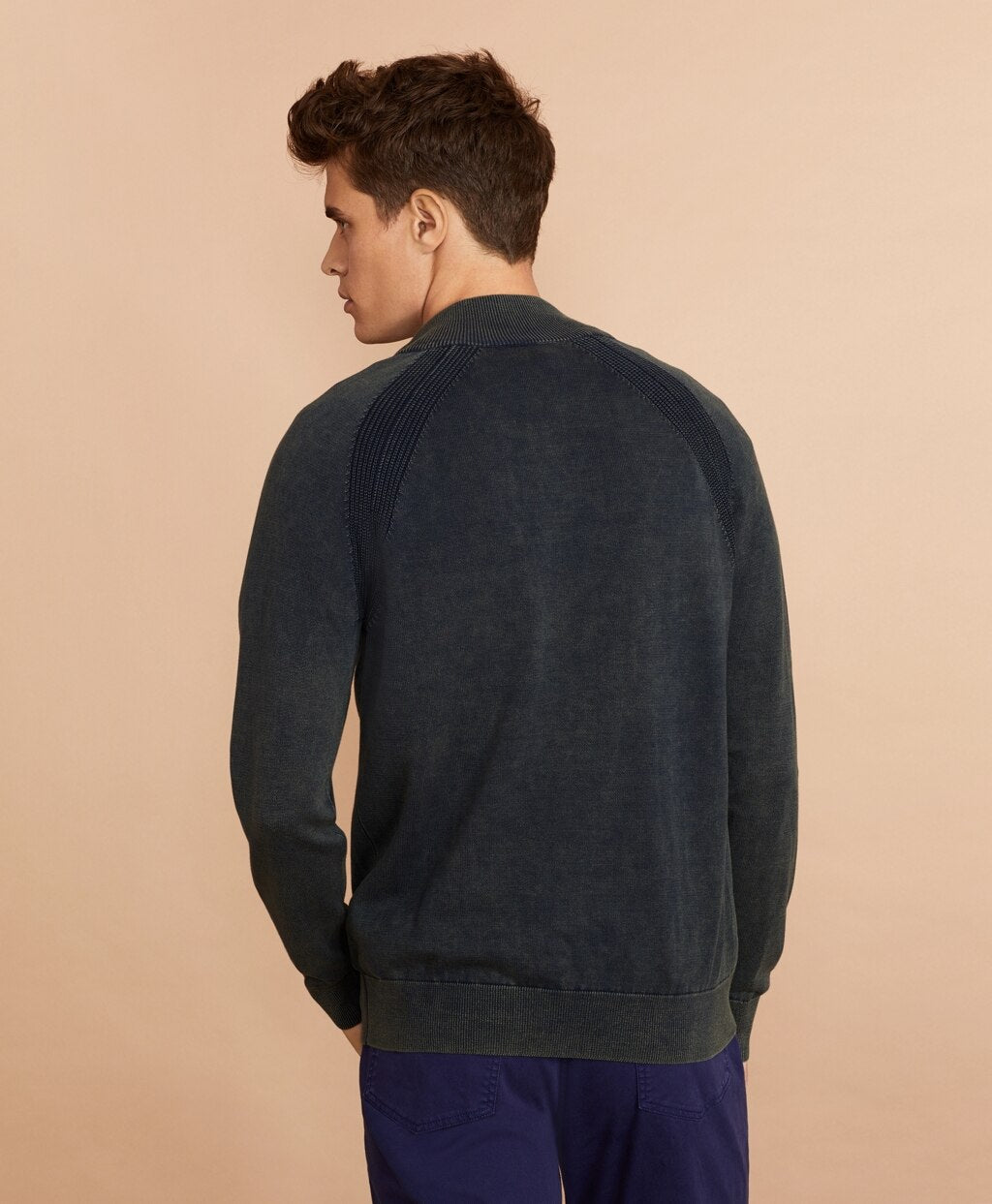 Brooks Brothers Men Acid Wash Half-Zip Sweater