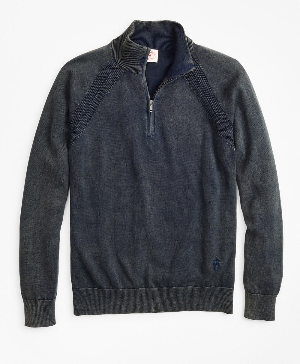 Brooks Brothers Men Acid Wash Half-Zip Sweater