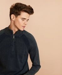 Brooks Brothers Men Acid Wash Half-Zip Sweater
