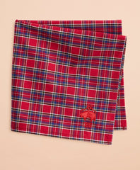 Brooks Brothers Men Red Tartan Cotton Pocket Square