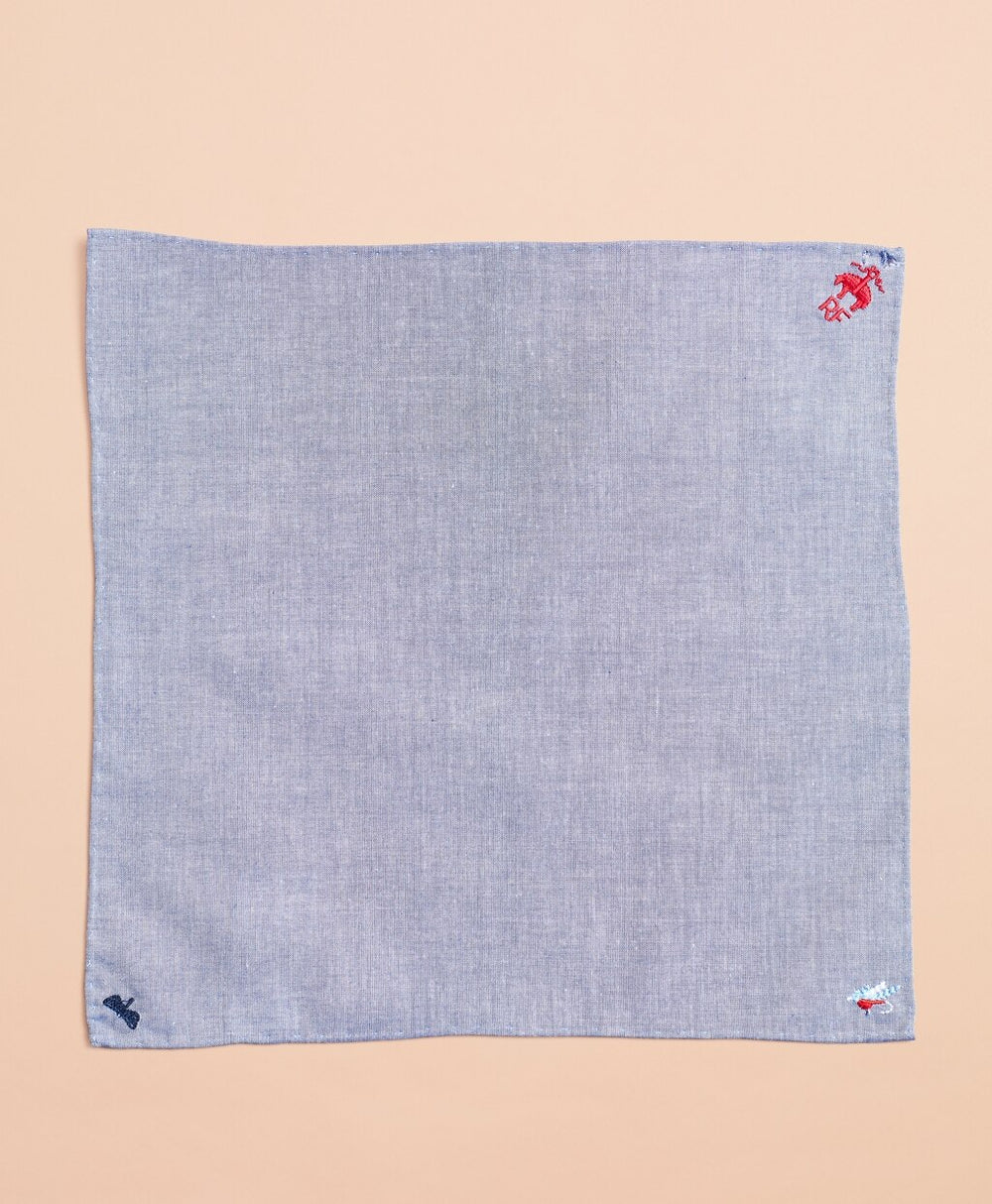 Brooks Brothers Men Embroidered Cotton Pocket Square