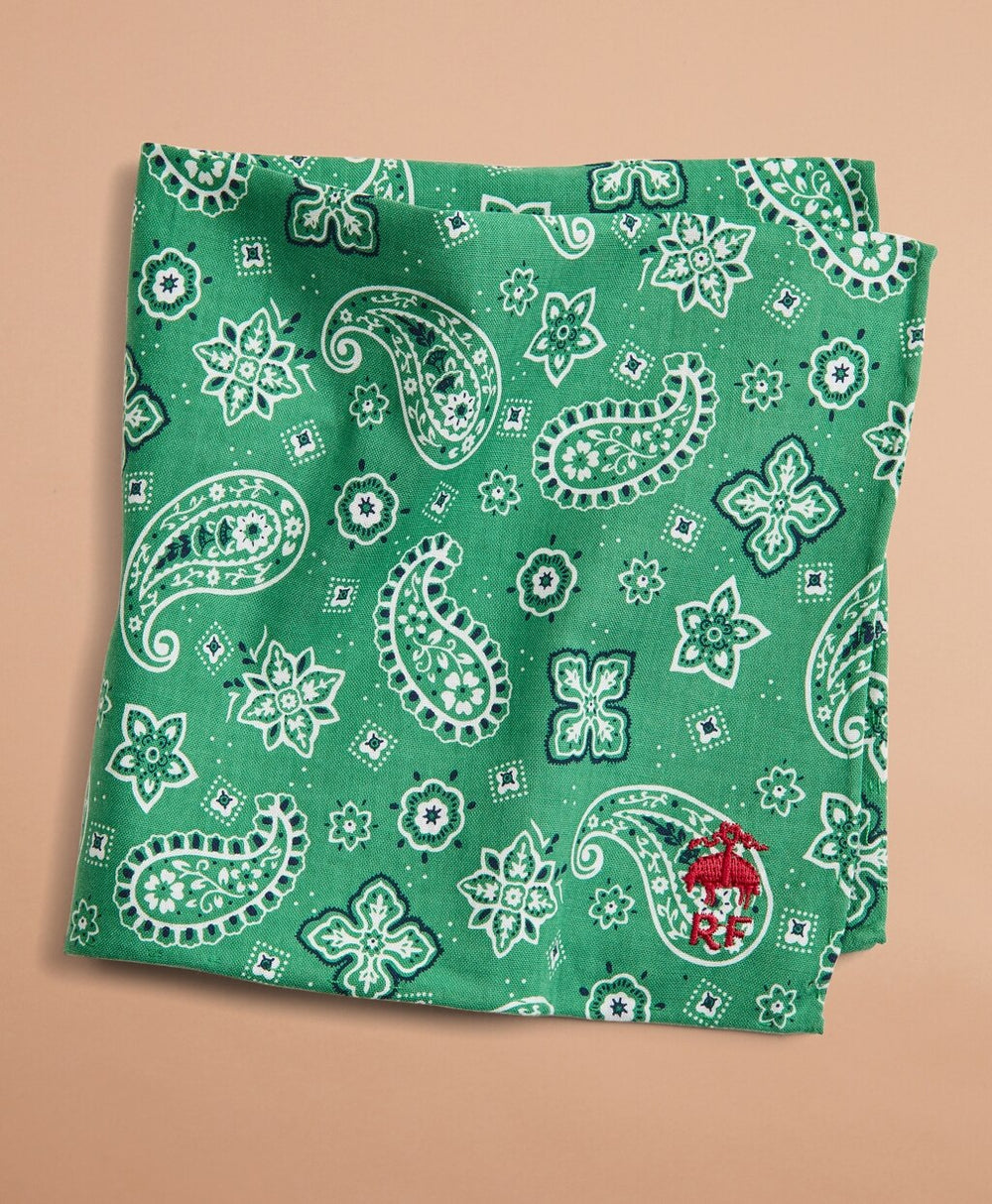 Brooks Brothers Men Paisley Cotton Pocket Square