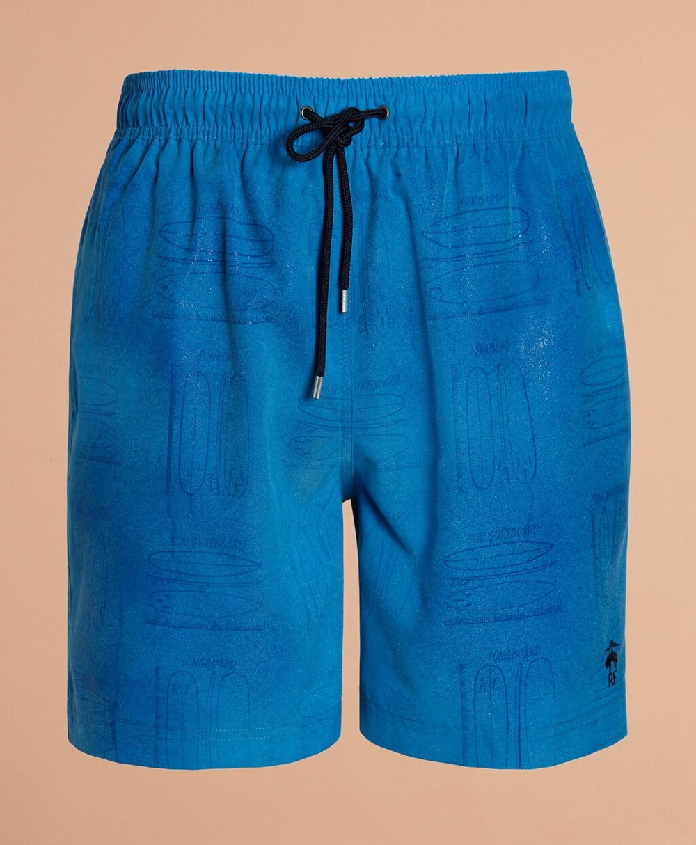 Brooks Brothers Men Magic Surfboard Print 6" Swim Trunks