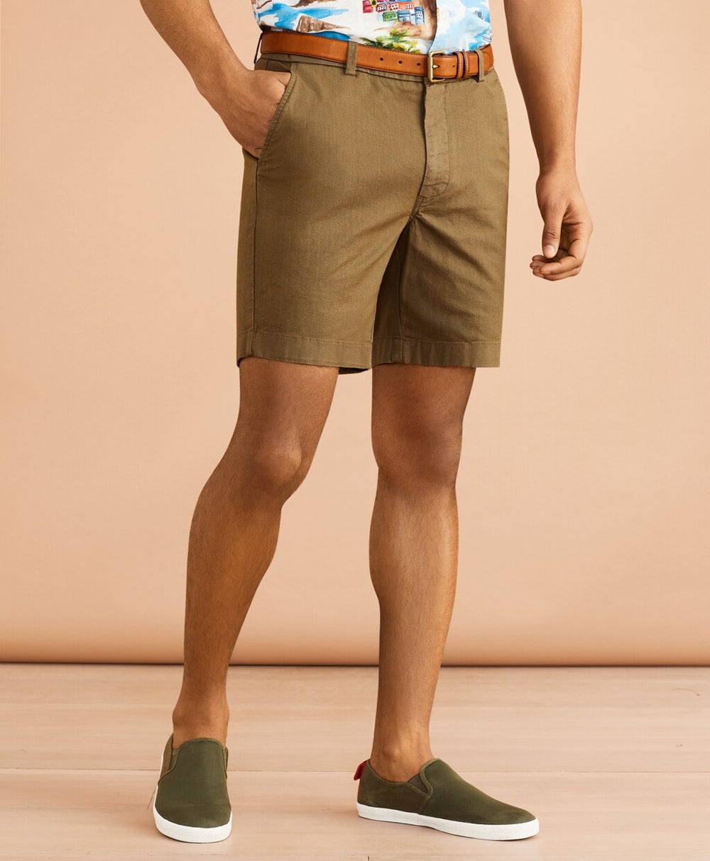Brooks Brothers Men Cotton-Linen 7" Chino Shorts