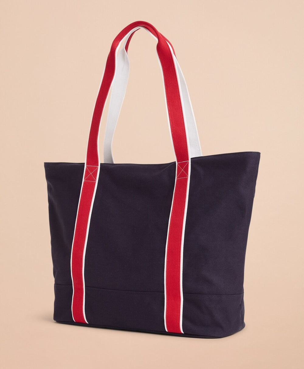 Brooks Brothers Men Red Fleece NYC Large Canvas Tote Bag